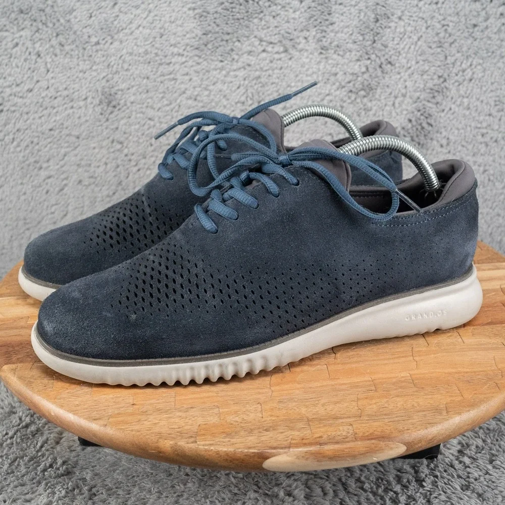 Cole Haan Men's 9M 2.ZERØGRAND Lined Suede Wingtip Oxford Style C35631 Blue Grey